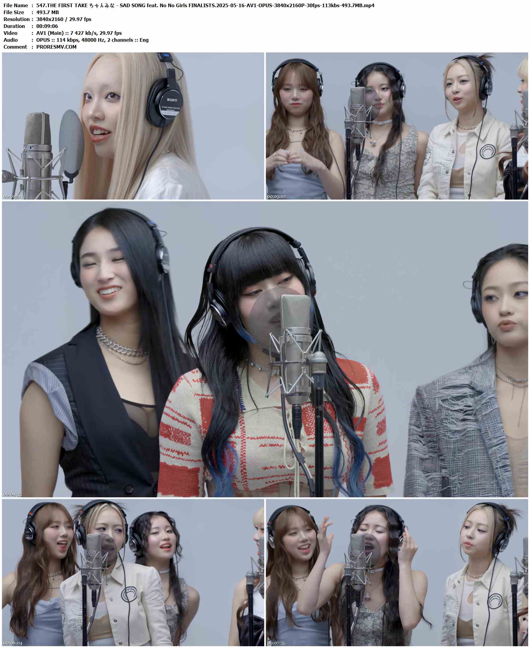 547.THE FIRST TAKE ちゃんみな - SAD SONG feat. No No Girls FINALISTS.2025-05-16-AV1-OPUS-3840x2160P-30fps-113kbs-493.7MB官方MV_高清MV